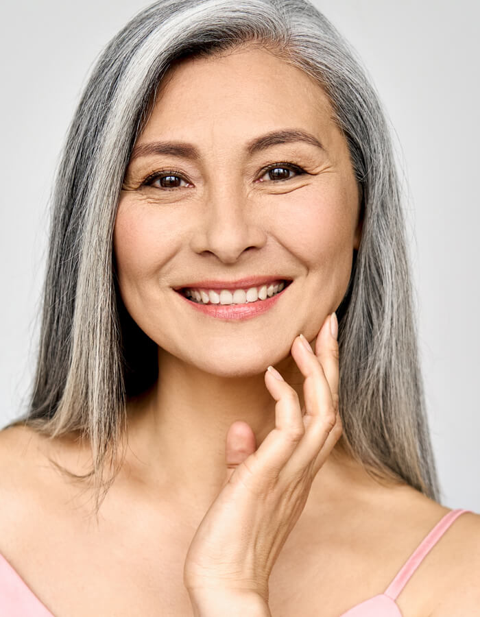 Mature woman with gray hair